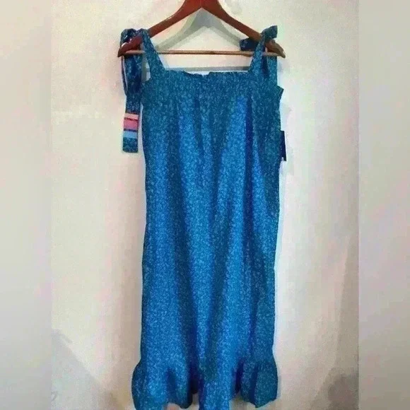 Addison Bay Bluff Cobalt Blue Tie Shoulder Maxi Dress Size Large MSRP $148 - Picture 3 of 6